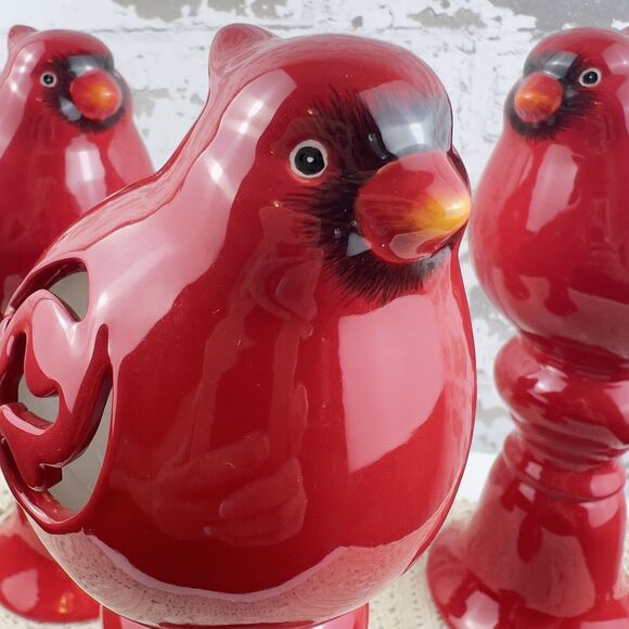 Silvestri Cardinal Centerpiece Figures Set Of 3 Reticulated Hand Crafted 8” - Picture 5 of 11